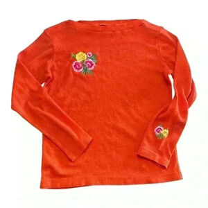 Vintage Orange Embroidered Floral Sweater - Size M, Bright‎ and Cheerful